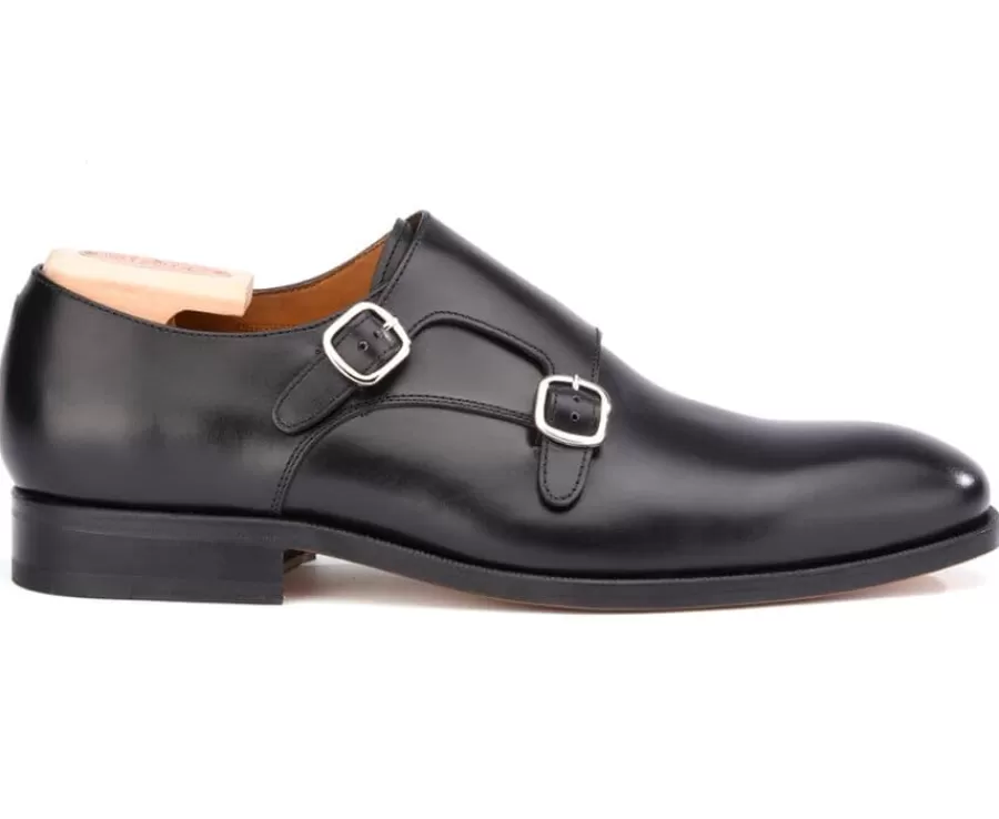 Cheap Zapatos negros de hombre con doble hebilla Chigwell Zapatos Confort | Hebillas