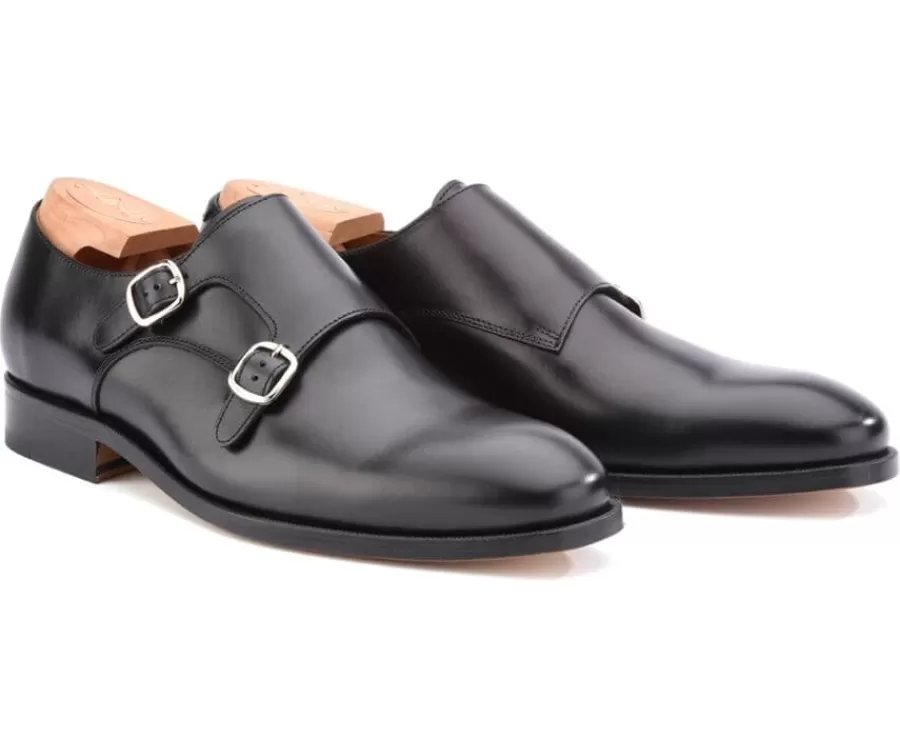 Cheap Zapatos negros de hombre con doble hebilla Chigwell Zapatos Confort | Hebillas