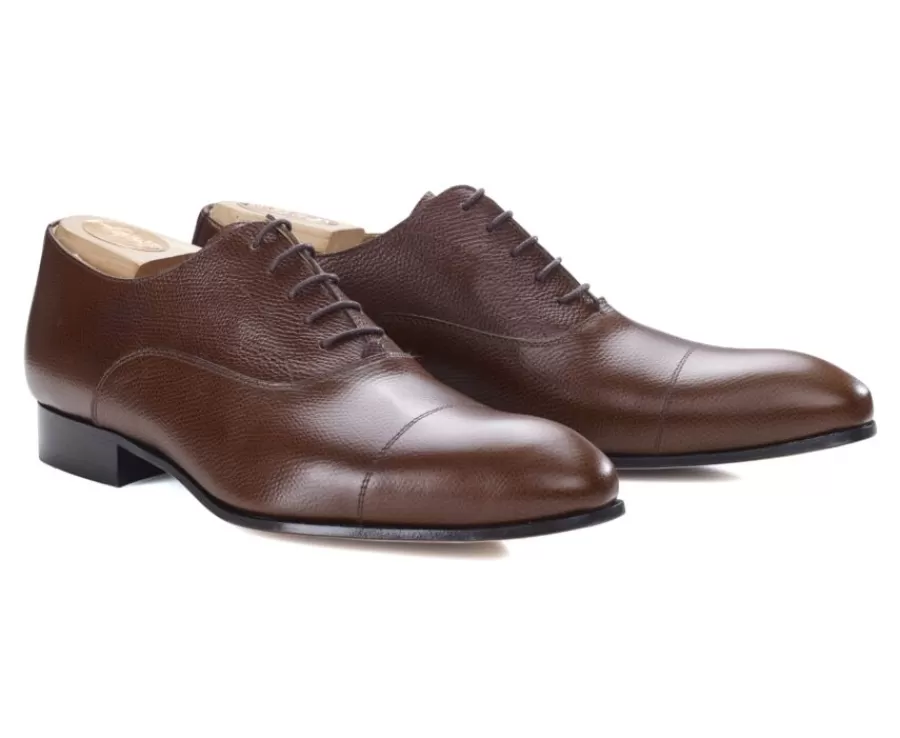 Cheap Zapatos oxford Castaño granulado para hombre con suela de cuero Brisbury Zapatos De Boda