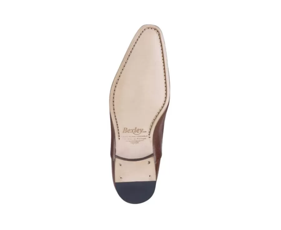 Cheap Zapatos oxford Castaño granulado para hombre con suela de cuero Brisbury Zapatos De Boda
