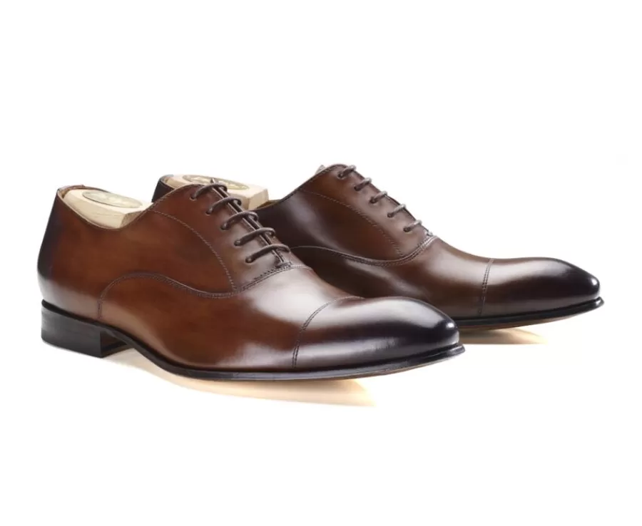 Cheap Zapatos oxford Coñac patinado para hombre con suela de cuero Brisbury Zapatos De Boda | Zapatos Oxford
