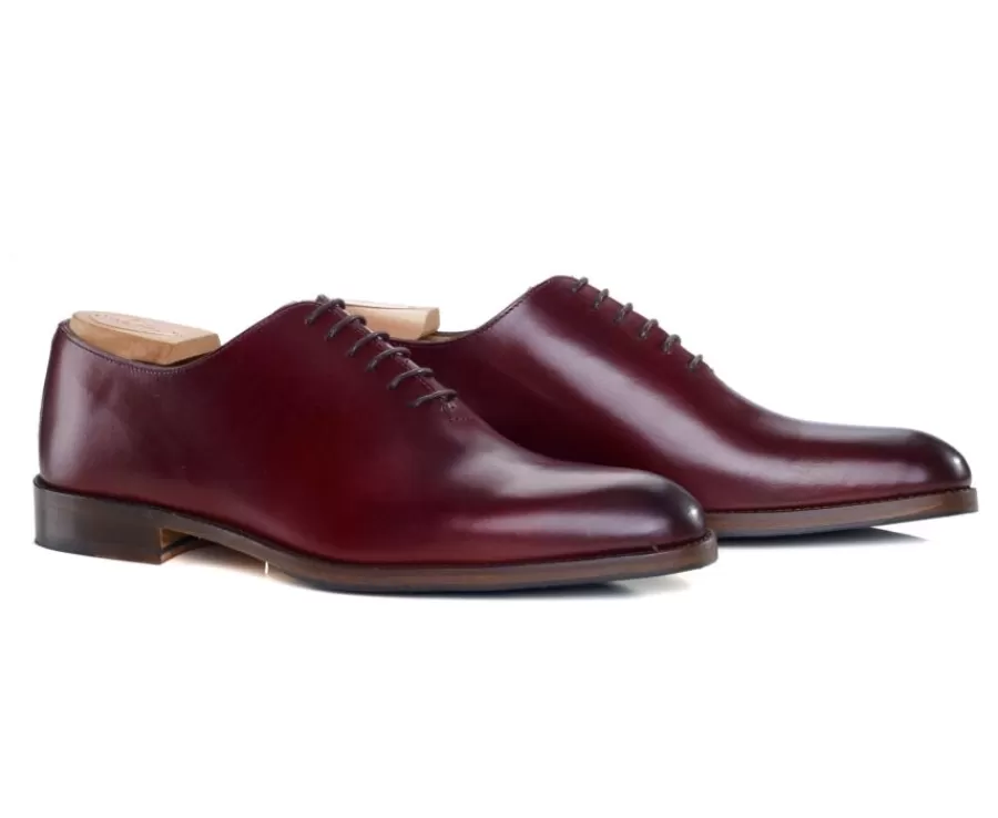 Shop Zapatos Oxford de piel hombre Burdeos patinado Peter Patin Zapatos De Boda