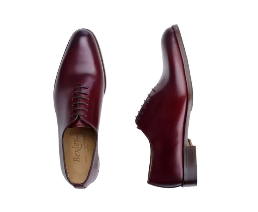 Shop Zapatos Oxford de piel hombre Burdeos patinado Peter Patin Zapatos De Boda