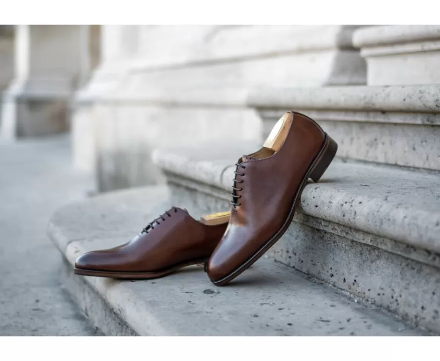 Store Zapatos Oxford de piel hombre Castaños patinado Peter Patin Zapatos De Boda