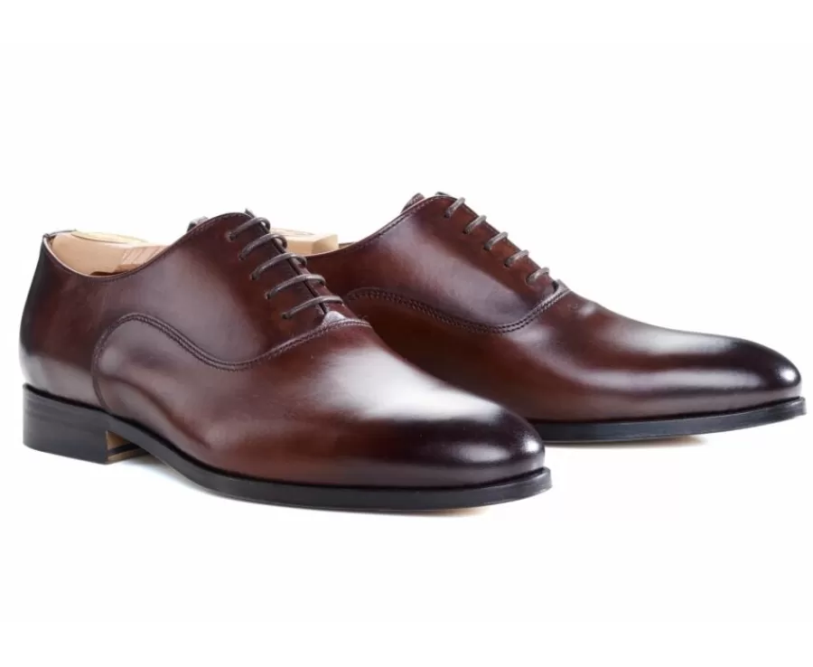 Cheap Zapatos Oxford hombre Chocolate Patinado con suela de piel Wayford Zapatos Confort