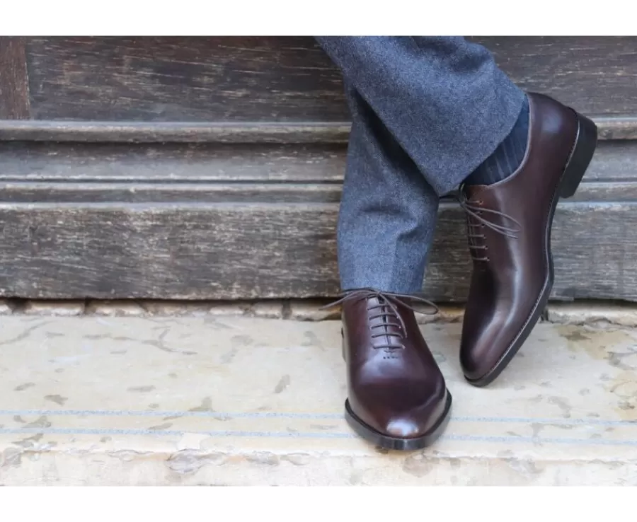 Cheap Zapatos Oxford para hombre en suela de piel Chocolate con patín Peter Patin Zapatos De Boda | Zapatos Oxford